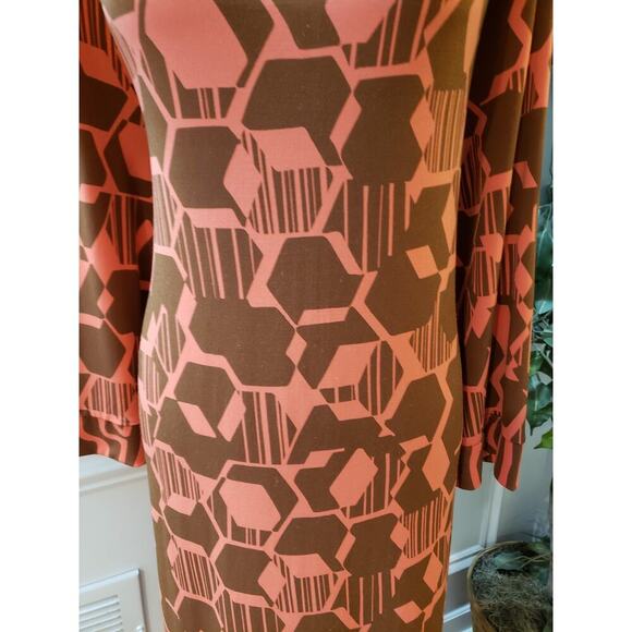 Attention Midi Dress Women XXL Multicolor Coral Honeycomb and Zebra Pattern - Picture 4 of 11